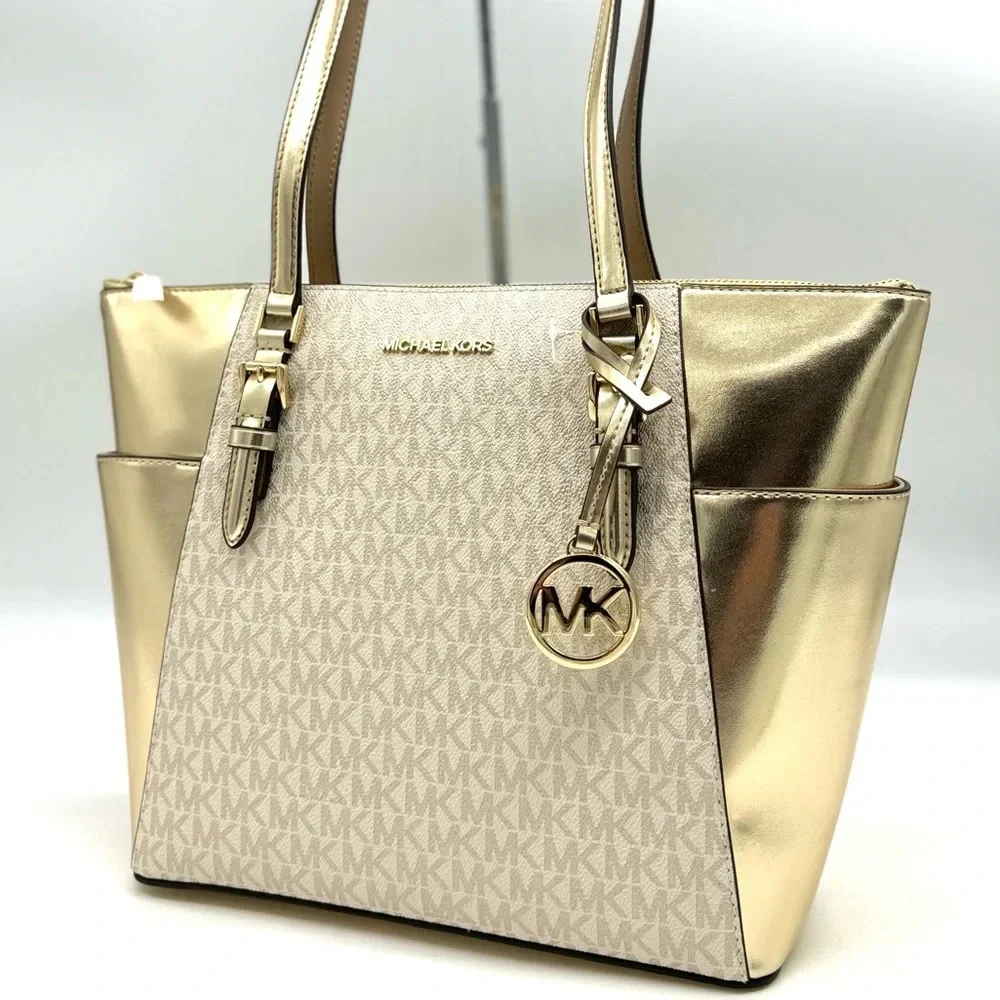 Michael Kors Large Charlotte TZ Tote Bag Gold (NWT)